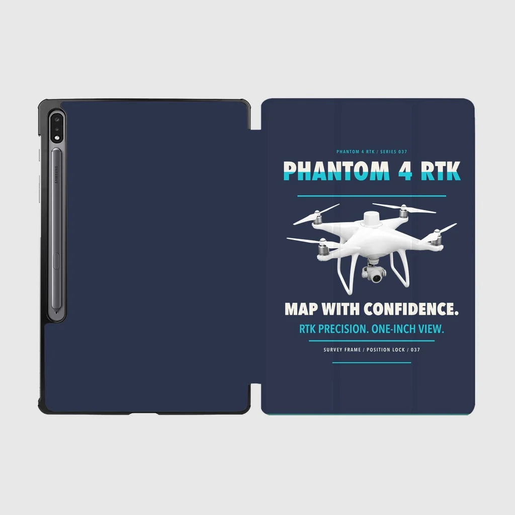 DJI Phantom 4 RTK design on navy blue samsung tablet tablet case