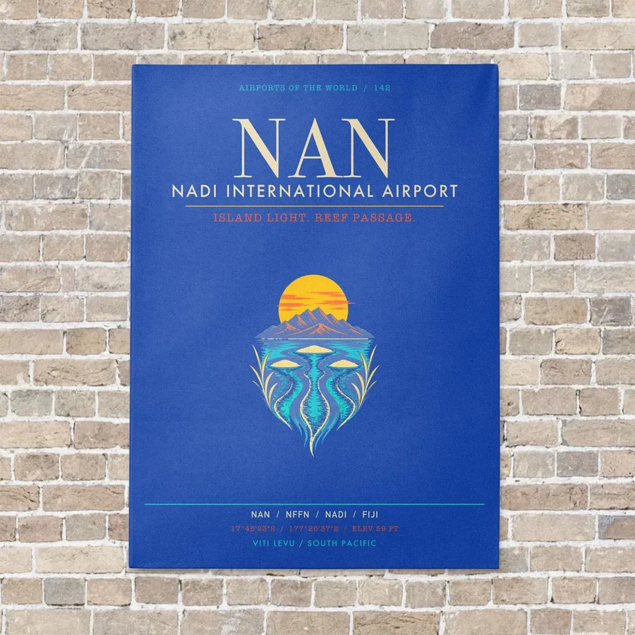 Nadi International Airport NAN - Canvas Framed - Blue