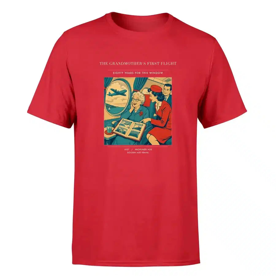 VINTAGE G4423 - The Grandmother's First Flight - Premium T-Shirt design on red premium t shirt