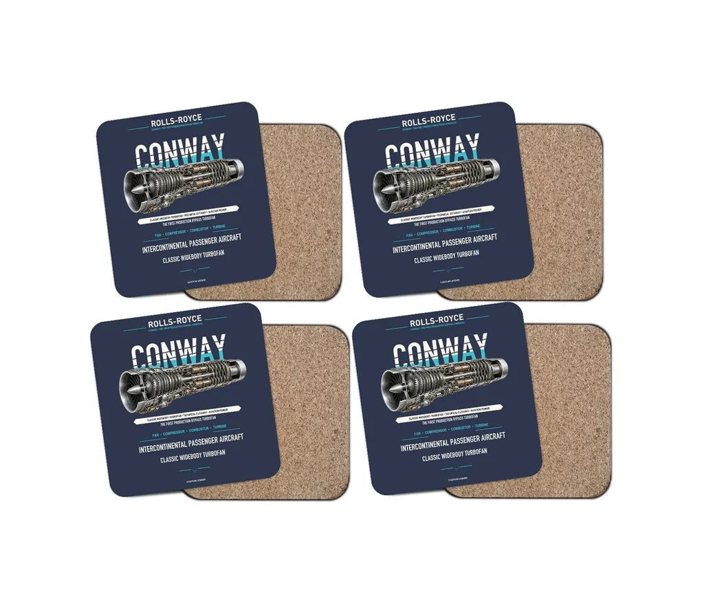 CONWAY design on navy blue 4 pieces set coaster