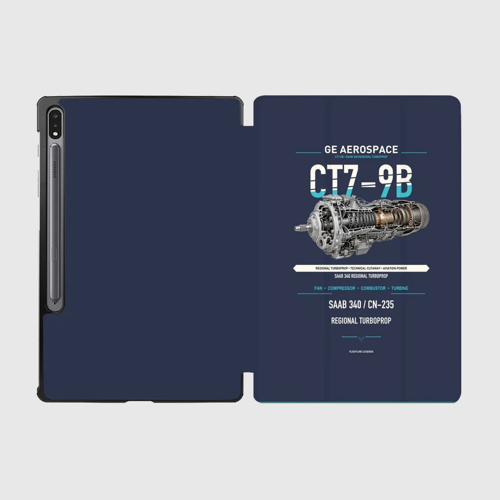 CT7-9B design on navy blue samsung tablet tablet case