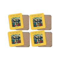 Thumbnail for The First Airlines - Designed Coasters design on yellow 4-pieces-set