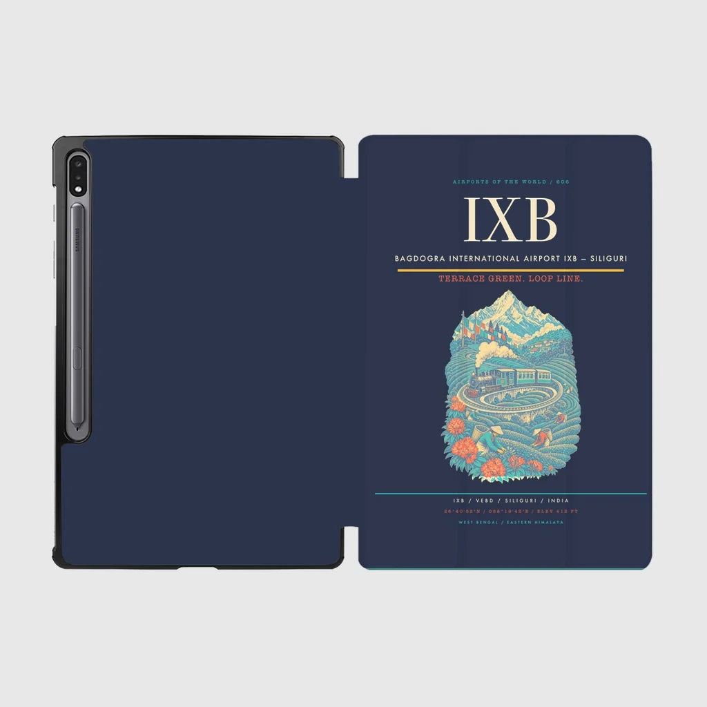 Bagdogra International Airport (IXB) design on navy blue samsung tablet tablet case