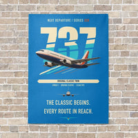 Thumbnail for Boeing 737-300 Classic vertical canvas print - no frame - turquoise background