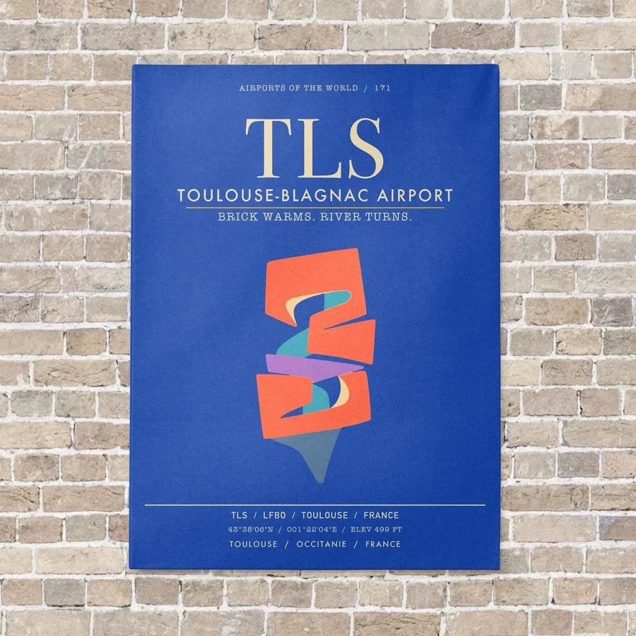 Toulouse-Blagnac Airport TLS - Canvas Framed - Blue