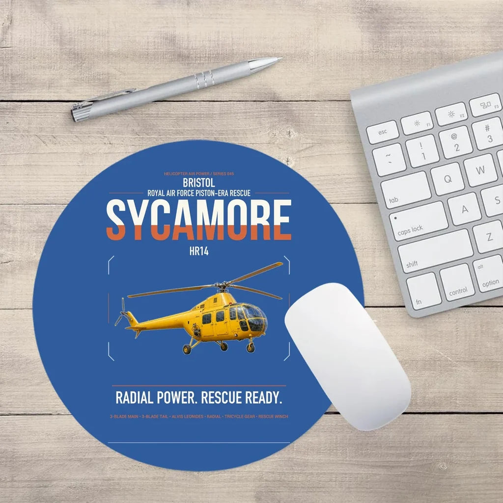 Bristol Sycamore HR14 design on blue round mouse pad