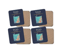 Thumbnail for Vigo Airport (VGO) design on navy blue 4 pieces set coaster