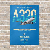 Thumbnail for Airbus A320neo vertical canvas print - no frame - turquoise background