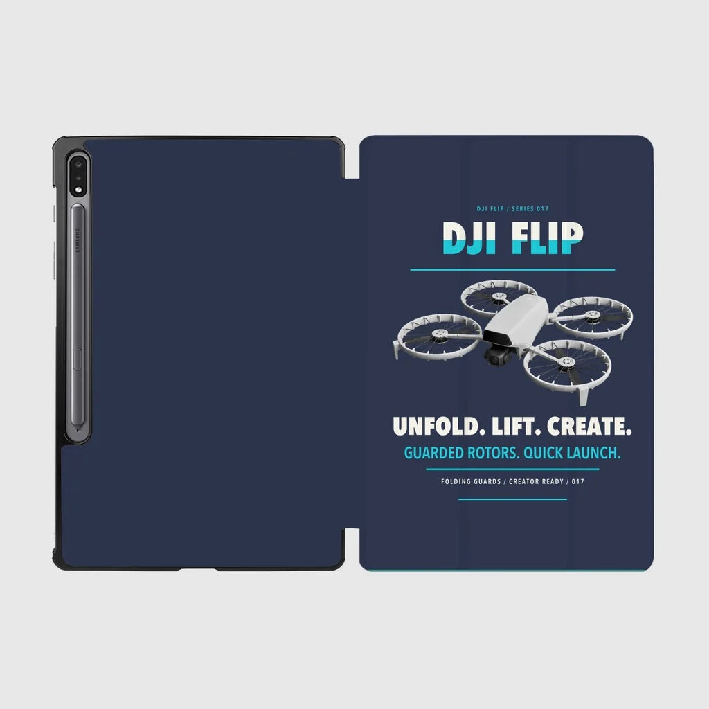 DJI Flip design on navy blue samsung tablet tablet case