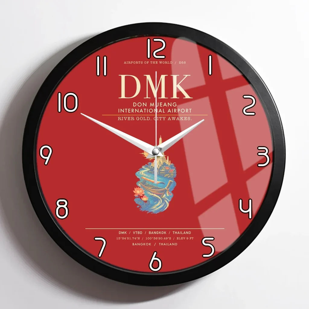 Don Mueang International Airport Bangkok DMK Wall-Clock Framed - Red