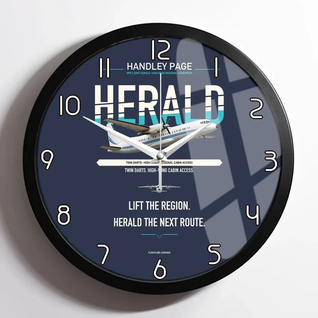 Handley Page HPR.7 Dart Herald design on navy blue framed wall clock