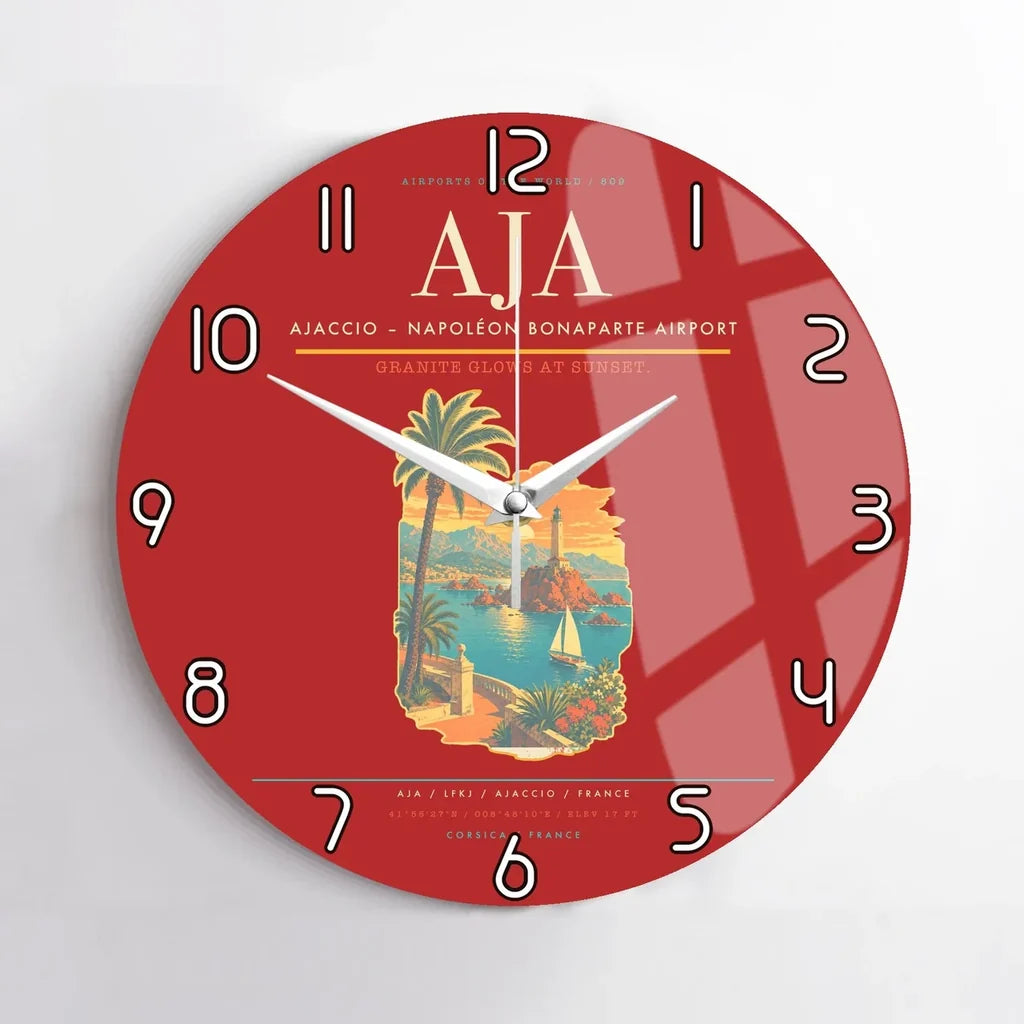 Ajaccio  Napoleon Bonaparte Airport AJA Wall-Clock No-Frame - Red