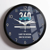 Thumbnail for Beechcraft King Air 360 design on navy blue framed wall clock