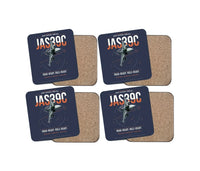 Thumbnail for Saab JAS 39C Gripen design on navy blue 4 pieces set coaster