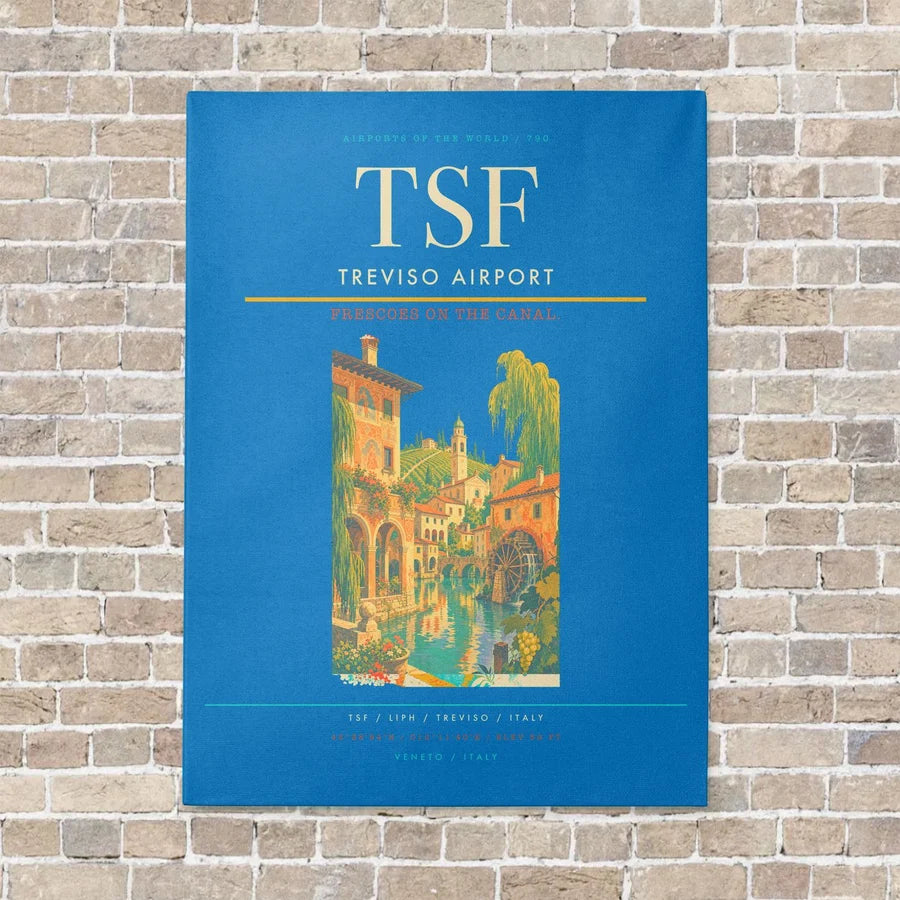 Treviso Airport TSF vertical canvas print - no frame - turquoise background