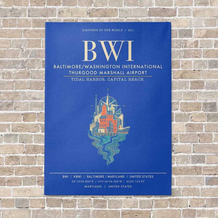 Baltimore-Washington International Thurgood Marshall Airport BWI - Canvas Framed - Blue