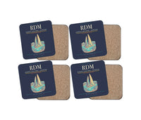Thumbnail for Roberts Field (RDM) design on navy blue 4 pieces set coaster