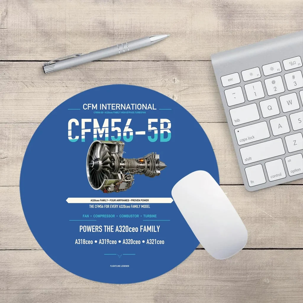 CFM56-5B design on blue round mouse pad
