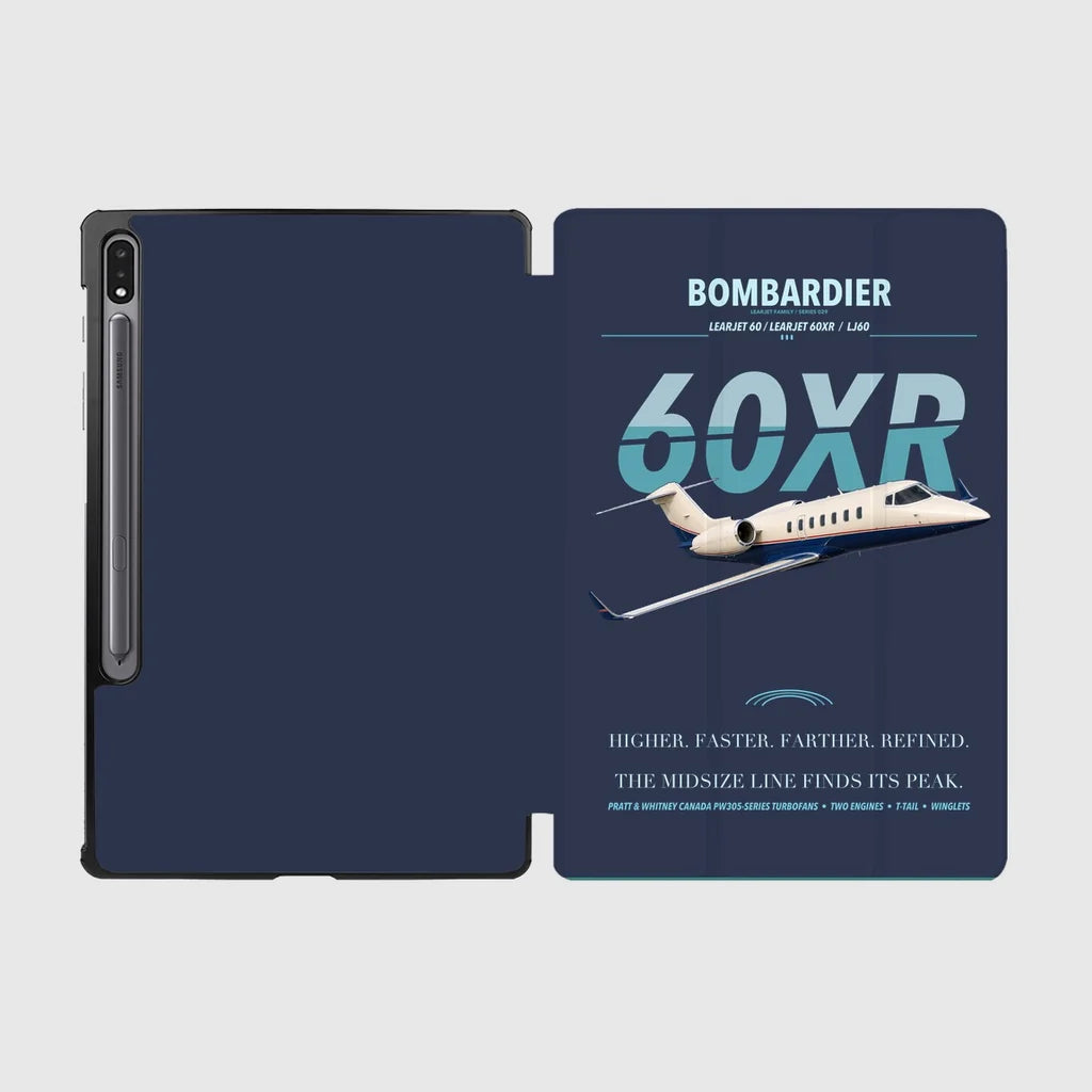 Bombardier Learjet 60XR design on navy blue samsung tablet tablet case
