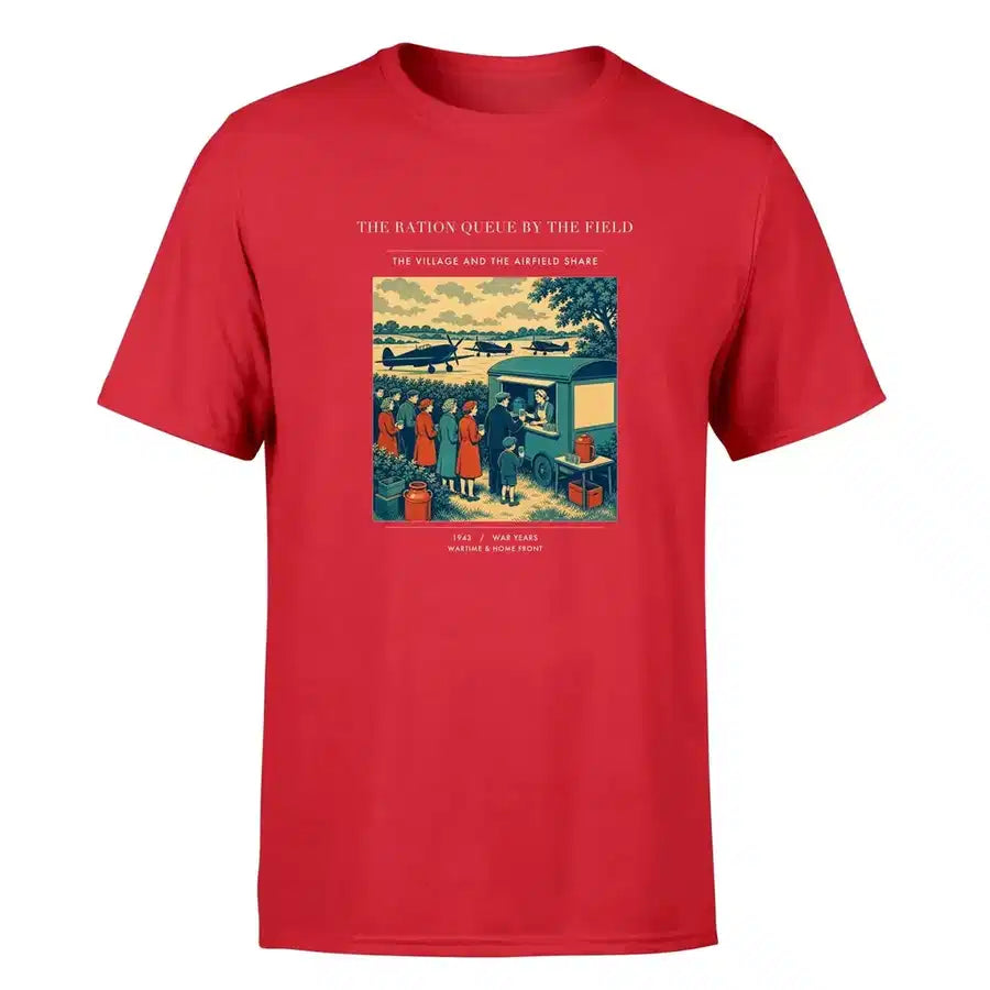VINTAGE G4522 - The Ration Queue By The Field - Premium T-Shirt design on red premium t shirt