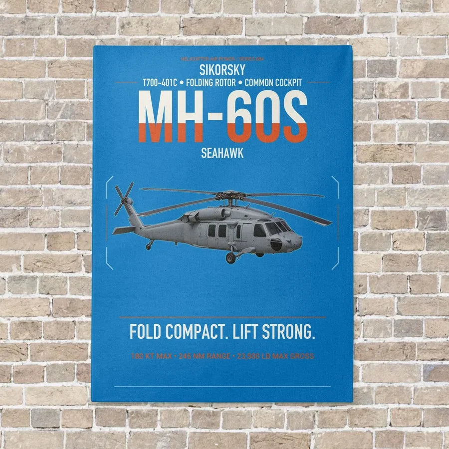 Sikorsky MH-60S Seahawk vertical canvas print - no frame - turquoise background