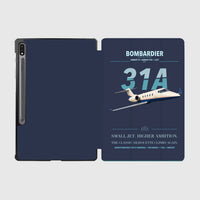 Thumbnail for Bombardier Learjet 31A design on navy blue samsung tablet tablet case
