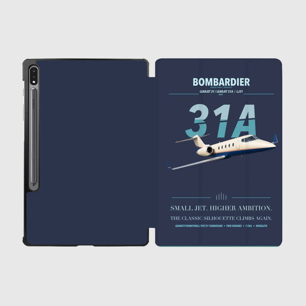 Bombardier Learjet 31A design on navy blue samsung tablet tablet case