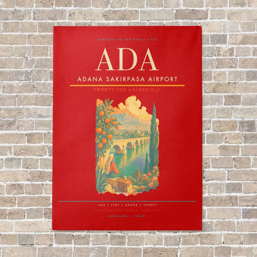 Adana Sakirpasa Airport ADA - Canvas No Frame - Red