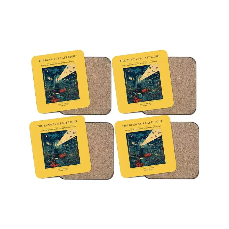The Runway's Last Light - Designed Coasters design on yellow 4-pieces-set