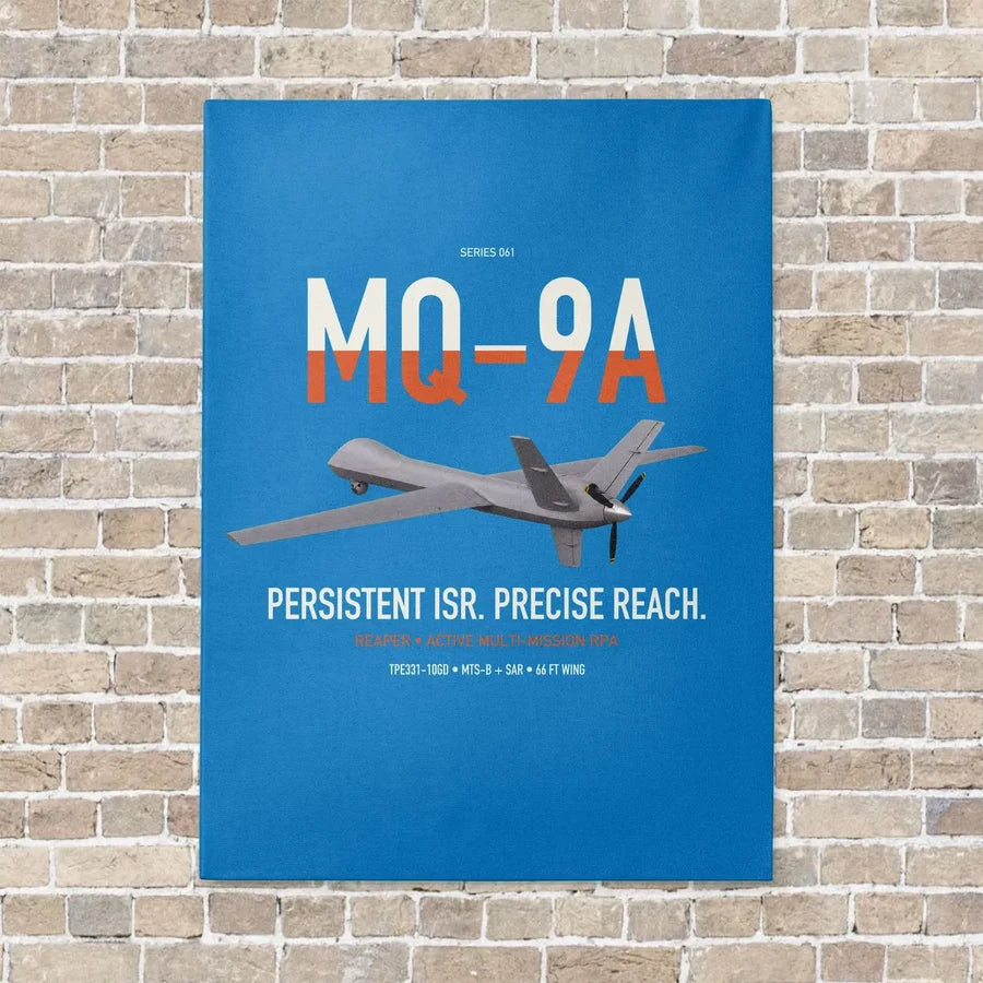 MQ-9A Reaper vertical canvas print - no frame - turquoise background