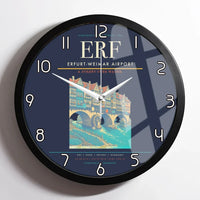 Thumbnail for Erfurt-Weimar Airport (ERF) design on navy blue framed wall clock
