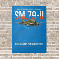 Thumbnail for Savoia-Marchetti SM.79-II Sparviero vertical canvas print - no frame - turquoise background
