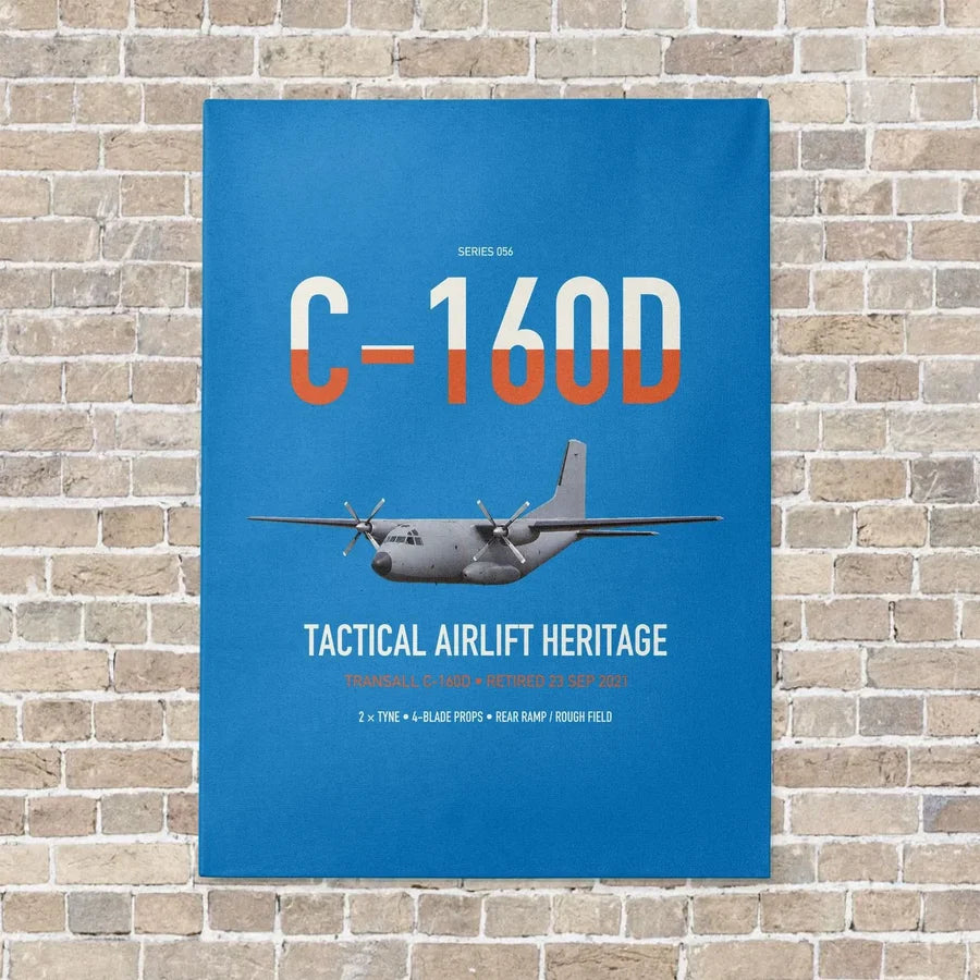 Transall C-160D vertical canvas print - no frame - turquoise background