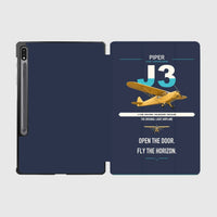 Thumbnail for Piper J-3 Cub design on navy blue samsung tablet tablet case