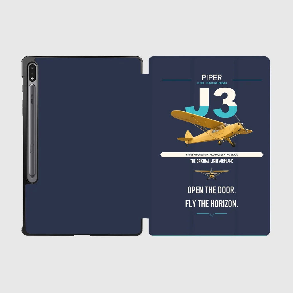 Piper J-3 Cub design on navy blue samsung tablet tablet case
