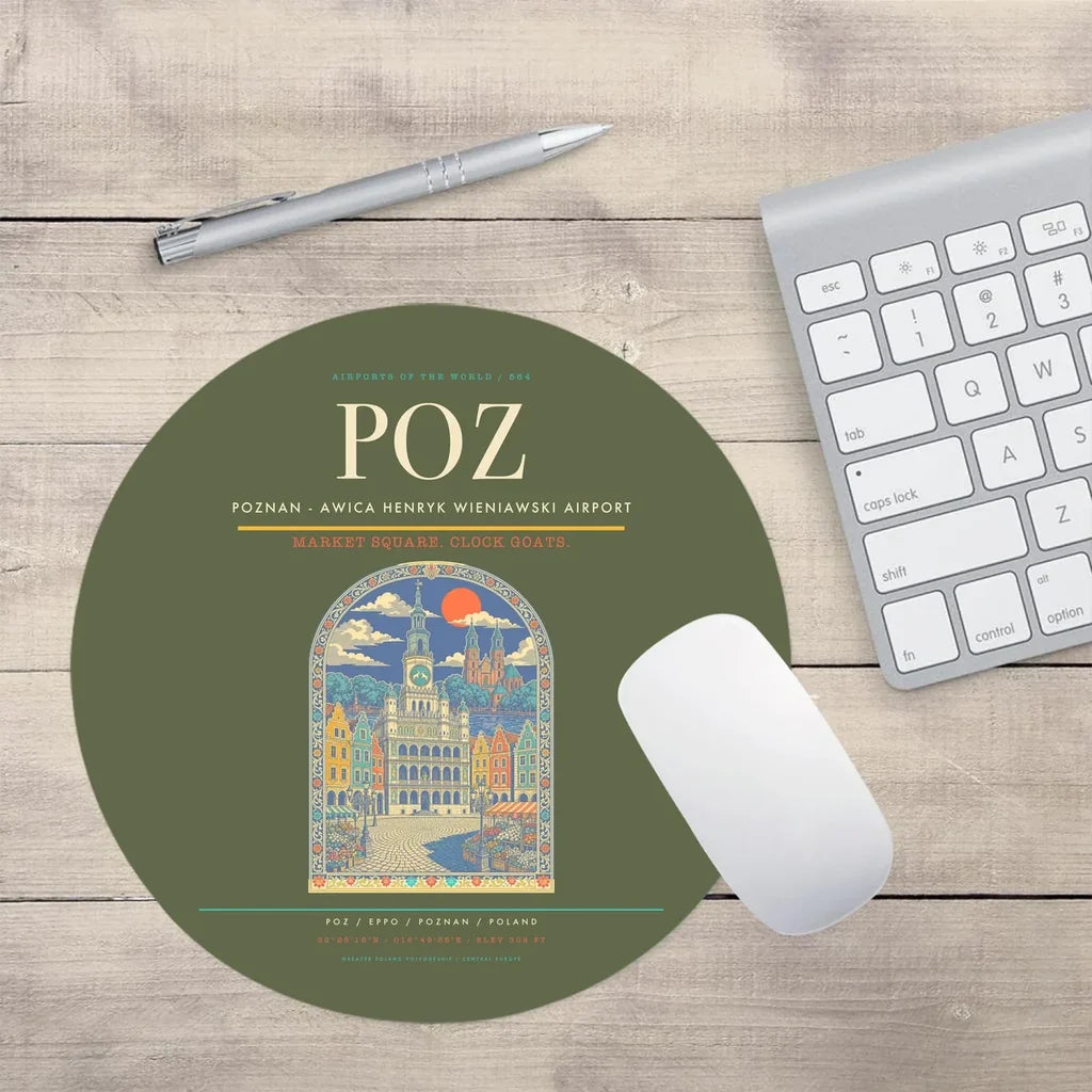 Poznan - awica Henryk Wieniawski Airport POZ Mouse-Pad Round - Green Army