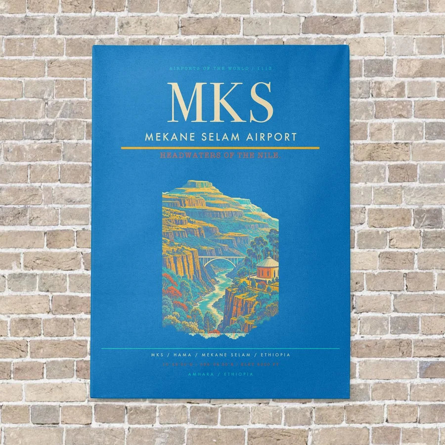 Mekane Selam Airport MKS - Canvas No Frame - Turquoise