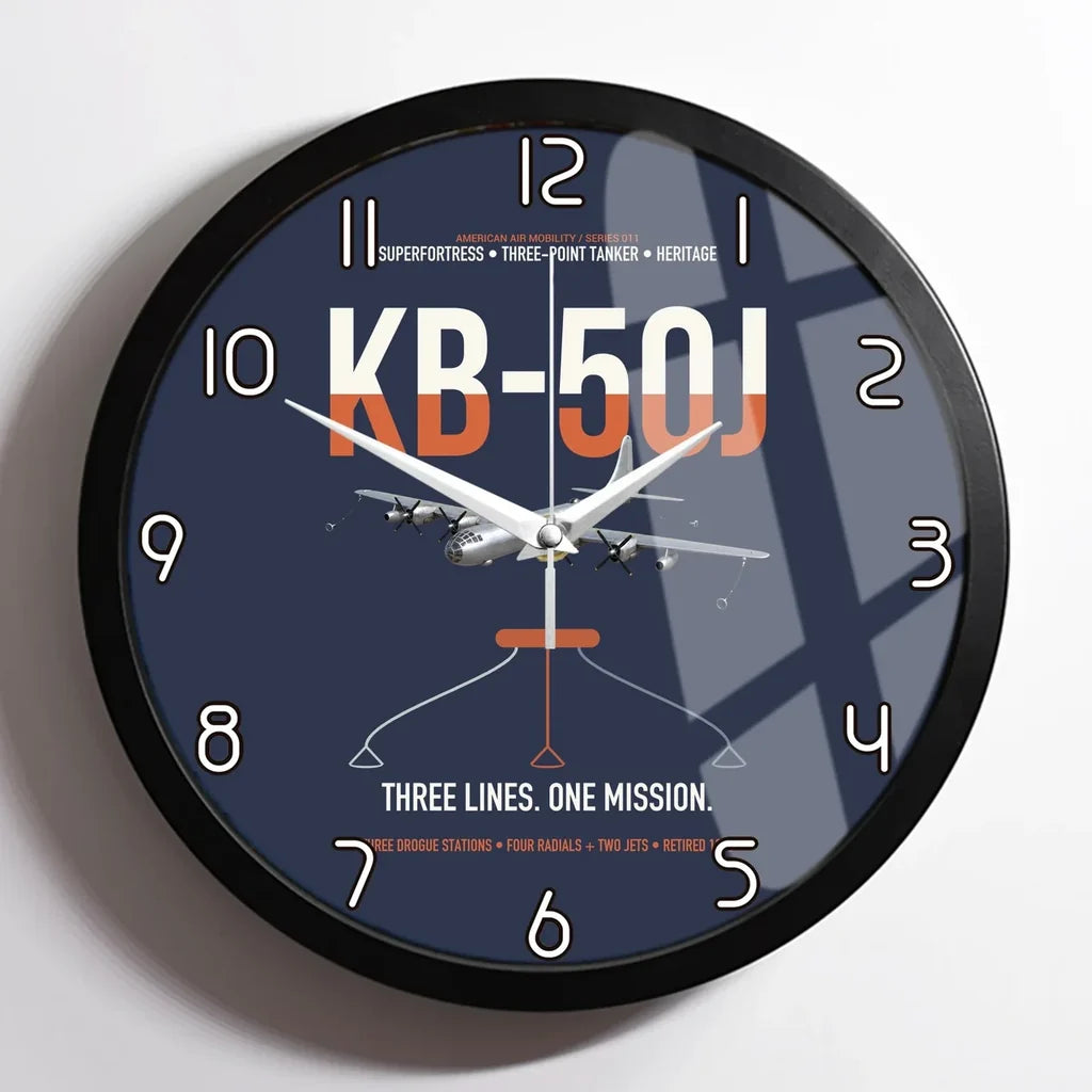 KB-50J Superfortress design on navy blue framed wall clock