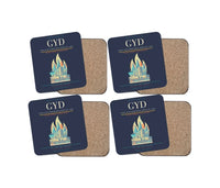 Thumbnail for Heydar Aliyev International Airport (GYD) design on navy blue 4 pieces set coaster
