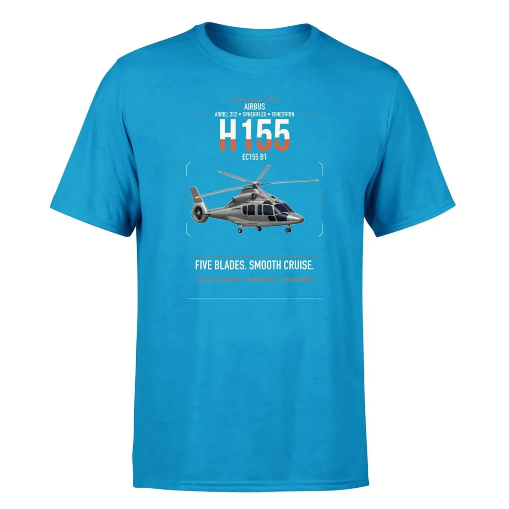 Airbus H155 EC155 B1 design on turquoise t-shirt, single-side print