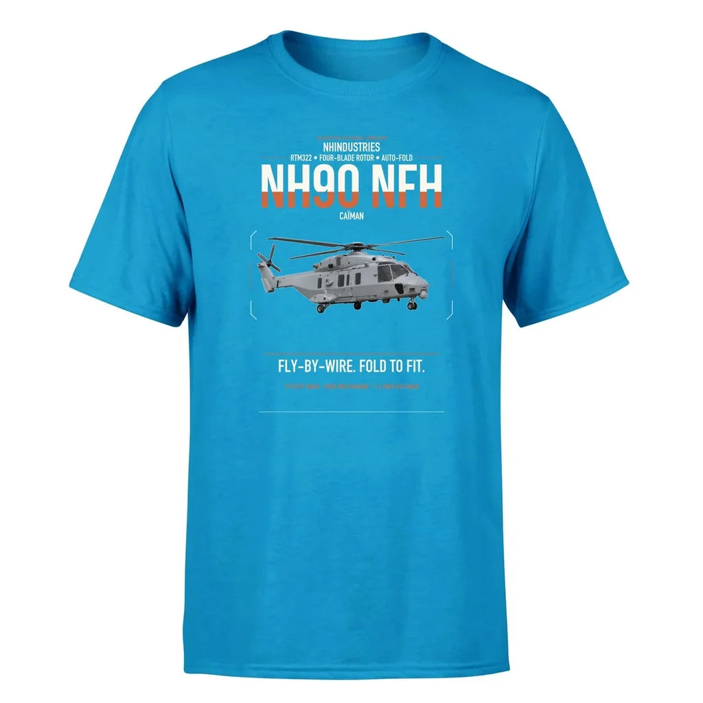 NHIndustries NH90 NFH Caïman design on turquoise t-shirt, single-side print