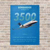 Thumbnail for Bombardier Challenger 3500 vertical canvas print - no frame - turquoise background