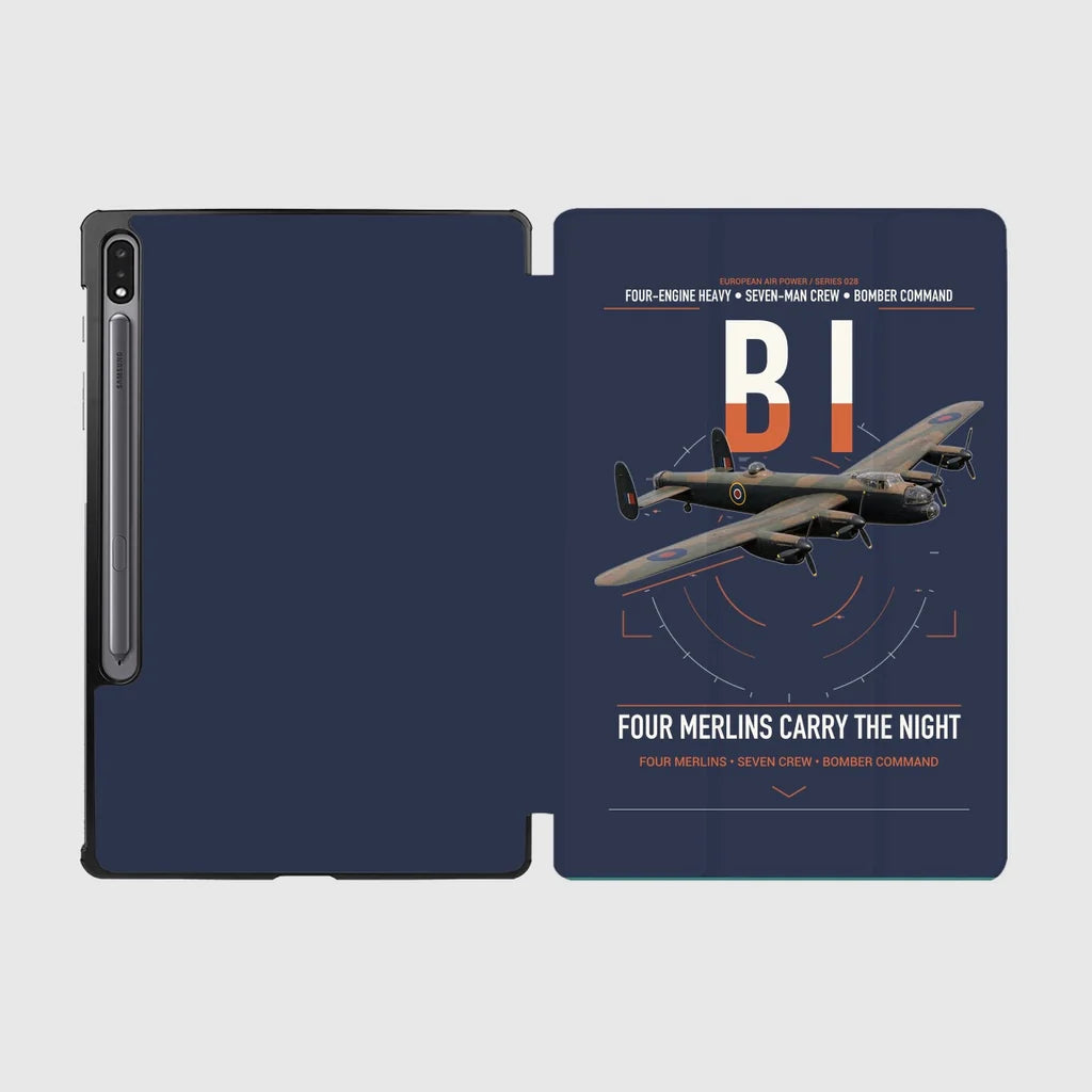 Avro Lancaster B I design on navy blue samsung tablet tablet case