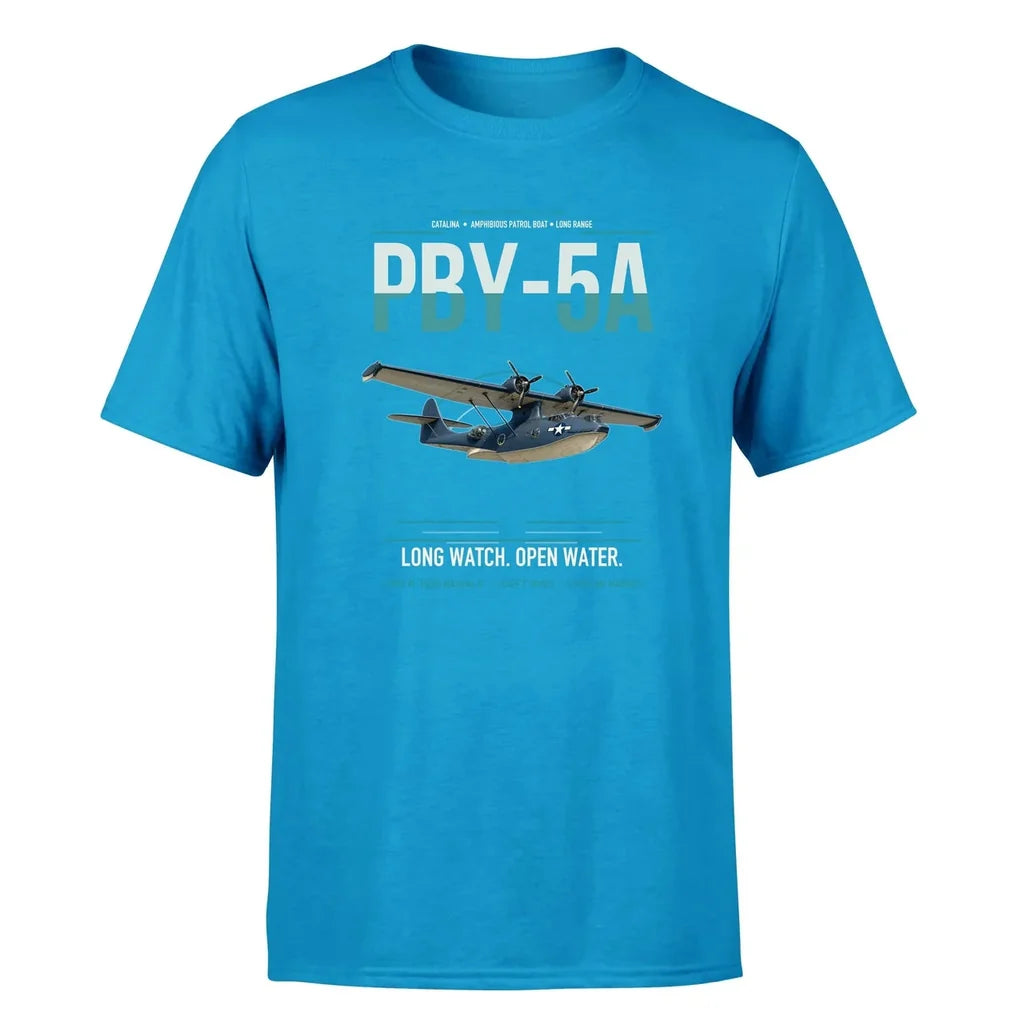 PBY-5A Catalina design on turquoise double-side t-shirt, single-side print
