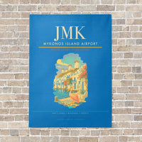 Thumbnail for Mykonos Island Airport JMK vertical canvas print - no frame - turquoise background