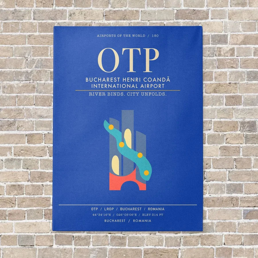 Bucharest Henri Coanda International Airport OTP - Canvas Framed - Blue