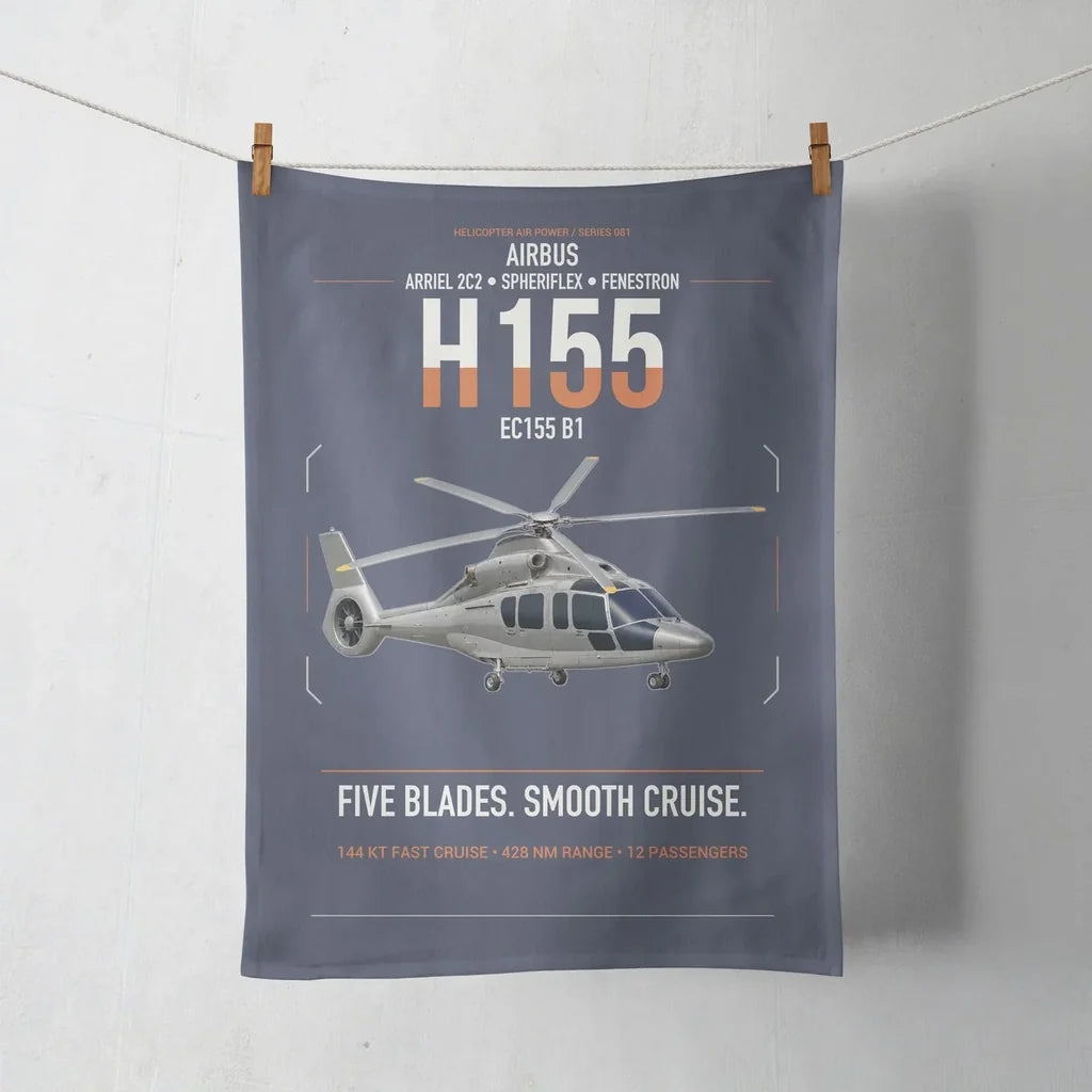 Airbus H155 EC155 B1 design on navy blue towel