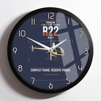 Thumbnail for Robinson R22 Beta II design on navy blue framed wall clock
