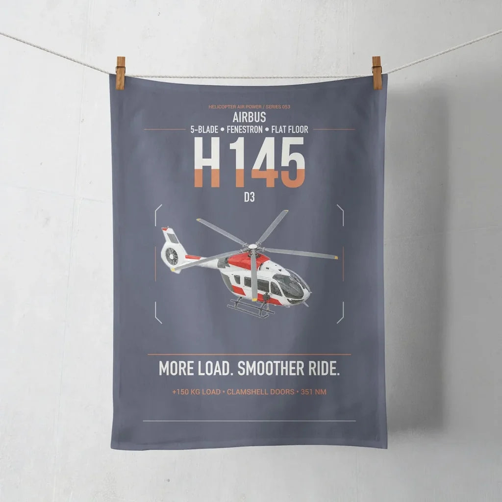 Airbus H145 D3 design on navy blue towel