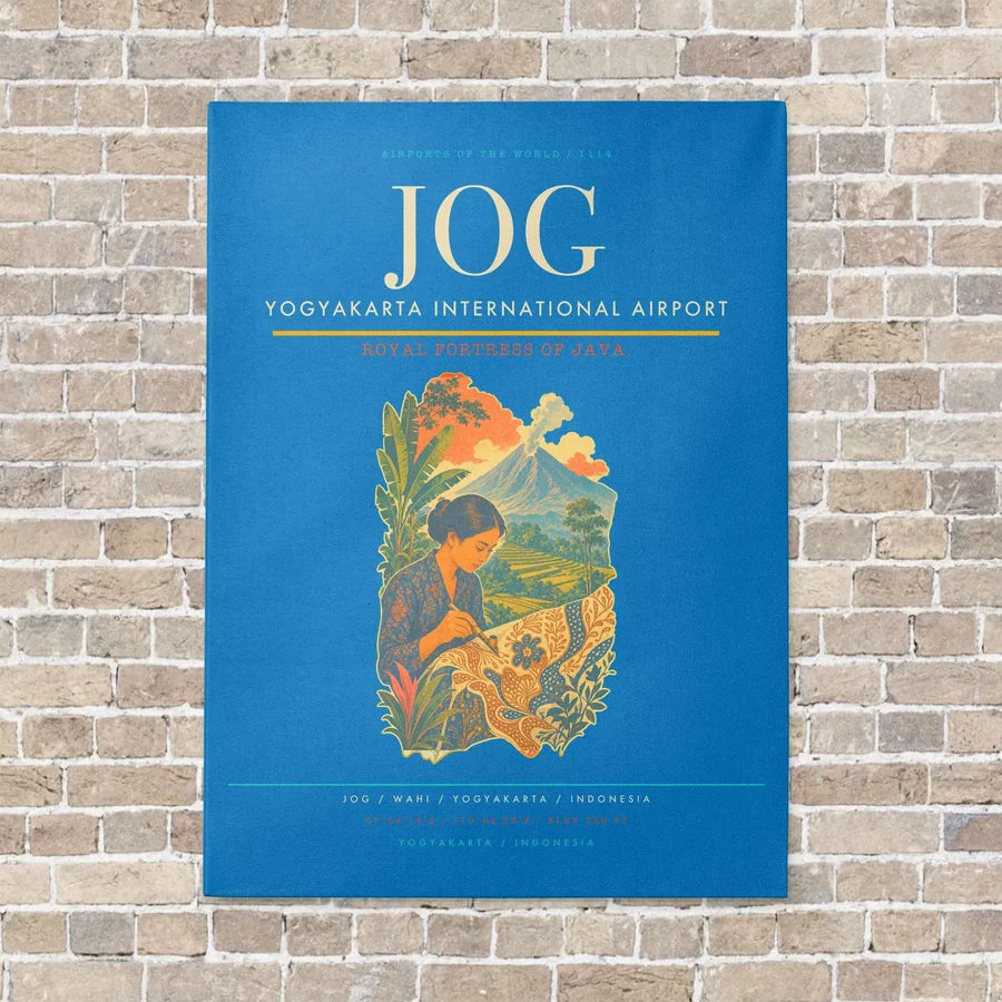 Yogyakarta International Airport JOG vertical canvas print - no frame - turquoise background